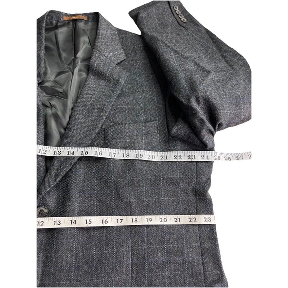 Tasso Elba Blazer Mens XL (46L) Windowpane Check Tweed Gray Sport Jacket - Picture 12 of 14